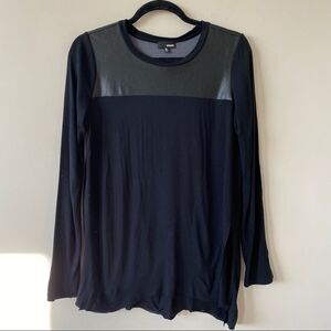 Aritzia “Wilfred” Simone Faux Leather Baseball Tee